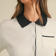 MABLE Button Down Contrast Collared Knit Cardigan-Crop Tops-Trendsi-[option4]-[option5]-[option6]-[option7]-[option8]-Shop-Boutique-Clothing-for-Women-Online