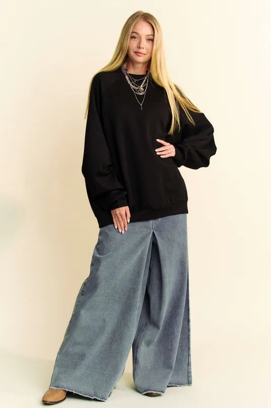 Davi & Dani Round Neck Raglan Sleeve Sweatshirt-Sweatshirts-Trendsi-[option4]-[option5]-[option6]-[option7]-[option8]-Shop-Boutique-Clothing-for-Women-Online