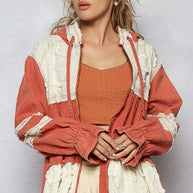 POL Raw Hem Color Block Hooded Jacket-Jacket-Trendsi-[option4]-[option5]-[option6]-[option7]-[option8]-Shop-Boutique-Clothing-for-Women-Online