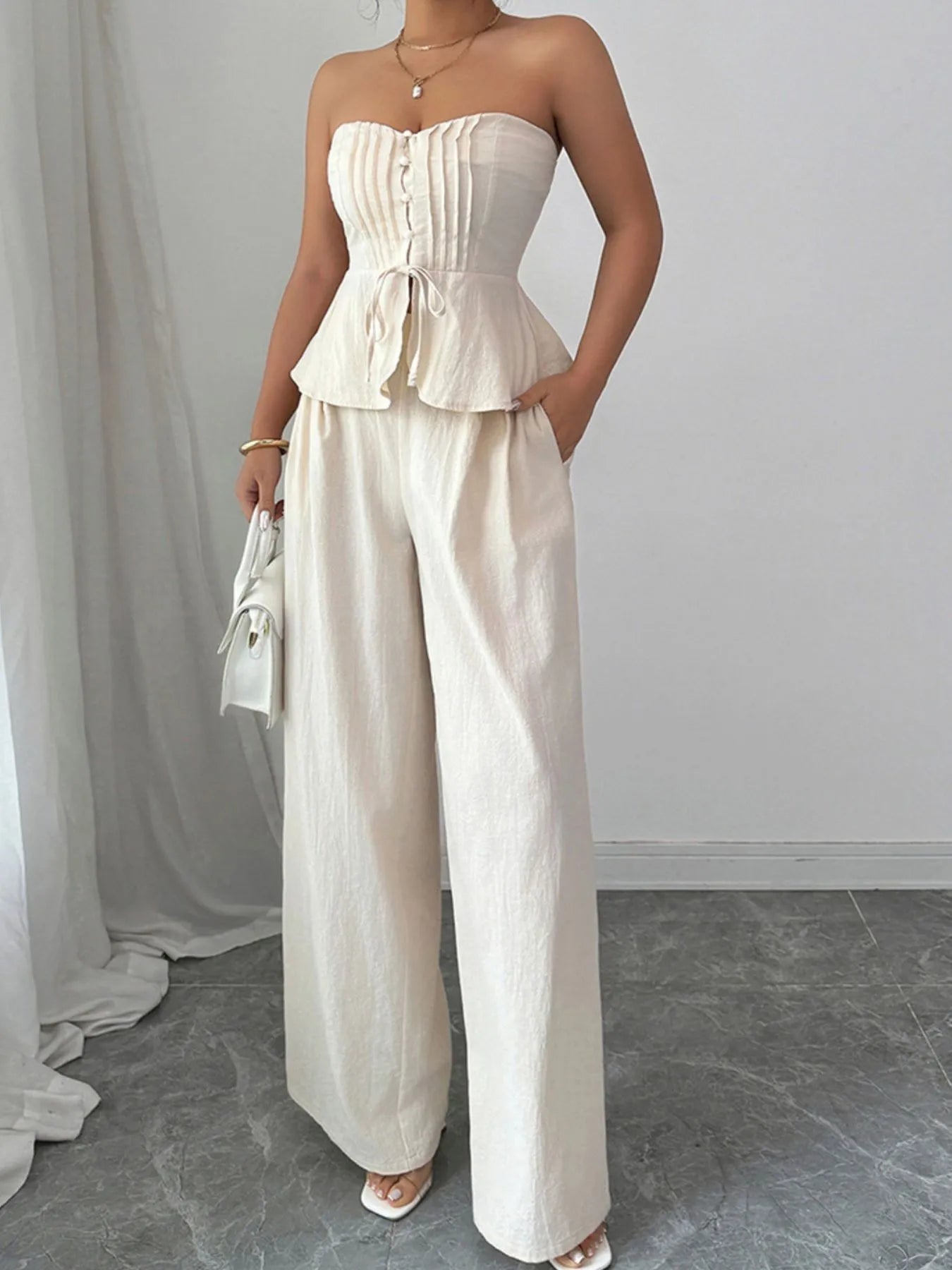 Sweetheart Neck Tube Top and Pants Set-Sets-Trendsi-[option4]-[option5]-[option6]-[option7]-[option8]-Shop-Boutique-Clothing-for-Women-Online