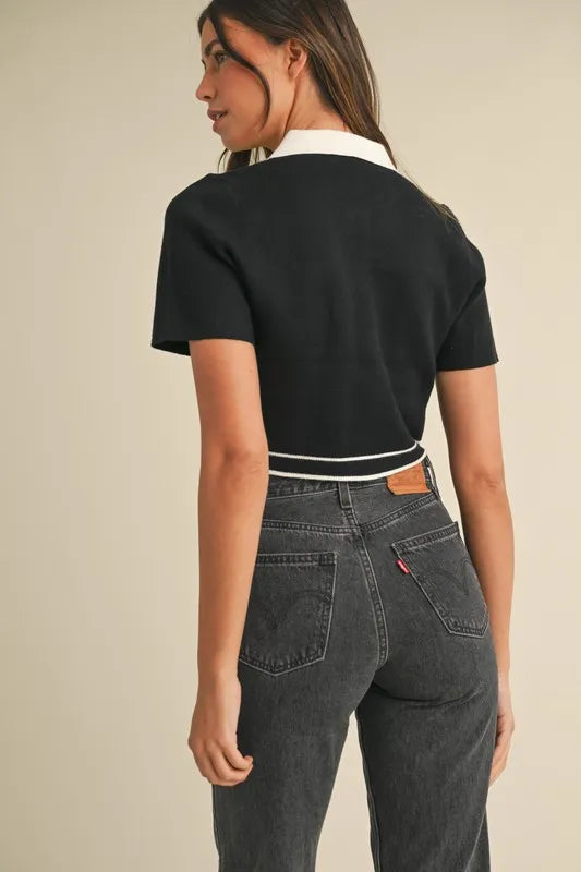 MABLE Button Down Contrast Collared Knit Cardigan-Crop Tops-Trendsi-[option4]-[option5]-[option6]-[option7]-[option8]-Shop-Boutique-Clothing-for-Women-Online