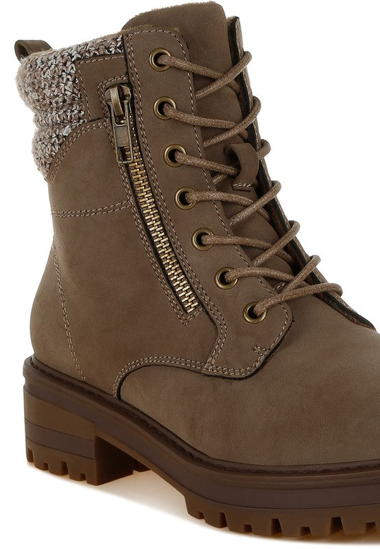 Mahisha Knitted Collar Zip-Up Hiker Boots-Rag Company-[option4]-[option5]-[option6]-[option7]-[option8]-Shop-Boutique-Clothing-for-Women-Online
