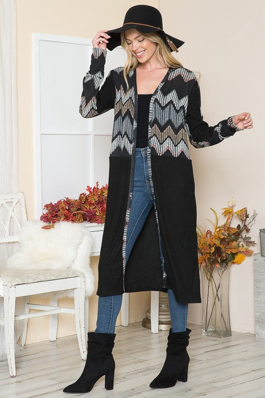 Mixed Media Maxi Cardigan-Orange Farm Clothing-[option4]-[option5]-[option6]-[option7]-[option8]-Shop-Boutique-Clothing-for-Women-Online