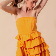 SO ME Strapless Ruffle Layered Game Day Cheer Up Dress-Dresses-Trendsi-[option4]-[option5]-[option6]-[option7]-[option8]-Shop-Boutique-Clothing-for-Women-Online