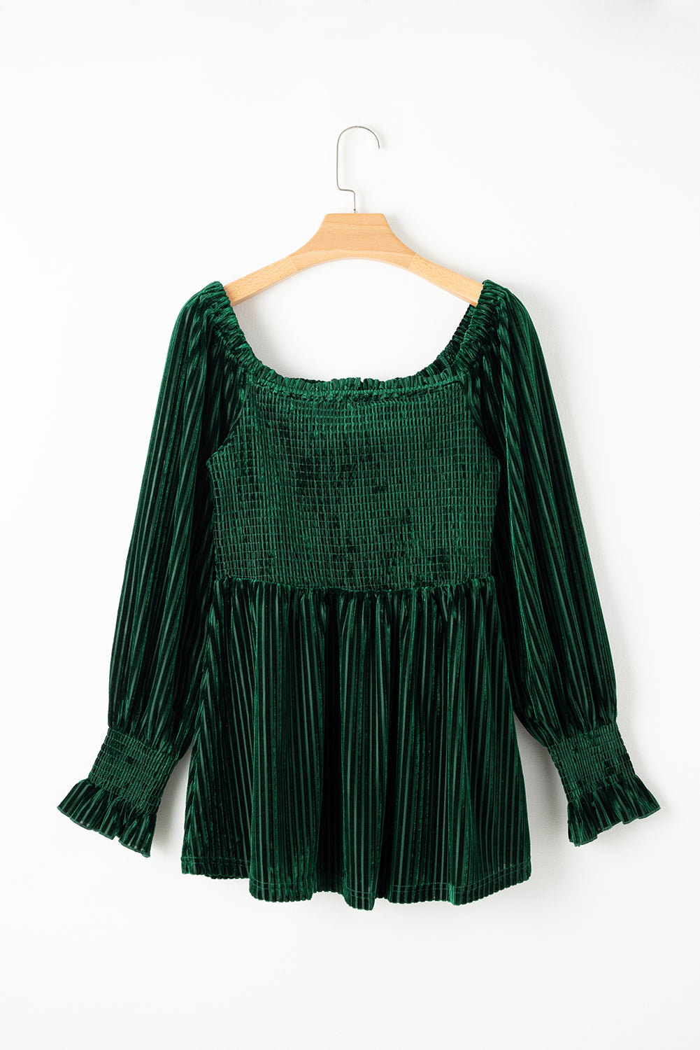 Smocked Ribbed Velvet Babydoll Top-Trendsi-[option4]-[option5]-[option6]-[option7]-[option8]-Shop-Boutique-Clothing-for-Women-Online