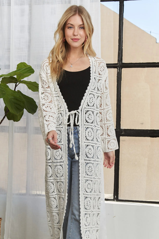 ADORA Long Sleeves Crochet Elastic Cardigan-Cardigans-Trendsi-[option4]-[option5]-[option6]-[option7]-[option8]-Shop-Boutique-Clothing-for-Women-Online