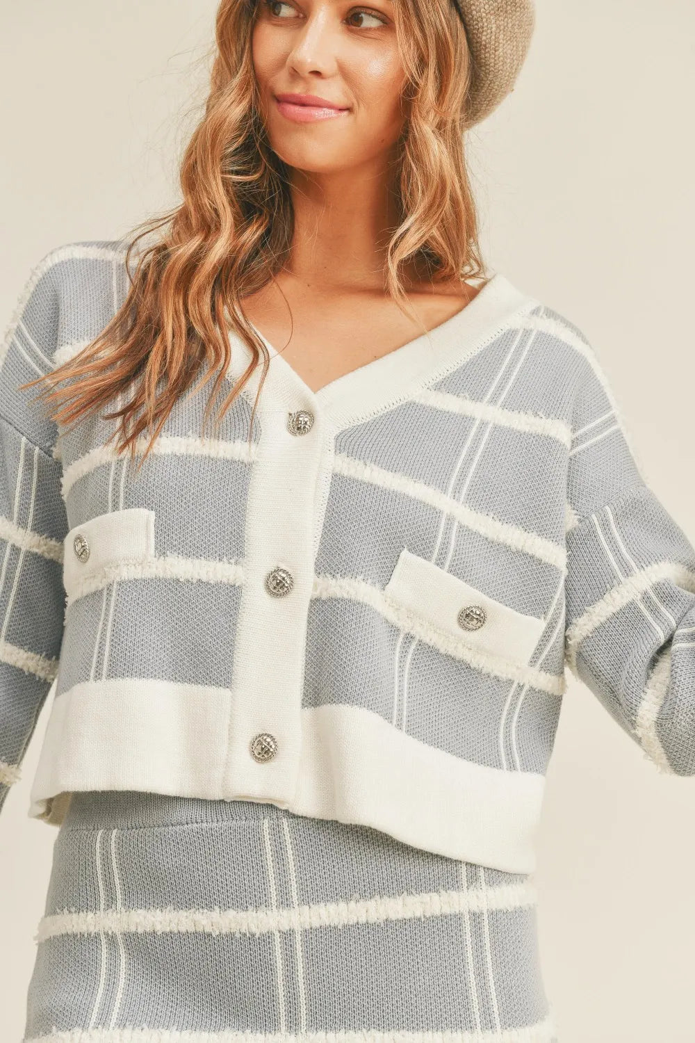 MABLE Plaid Button Down Sweater Cardigan and Mini Skirt Set-Sets-Trendsi-[option4]-[option5]-[option6]-[option7]-[option8]-Shop-Boutique-Clothing-for-Women-Online