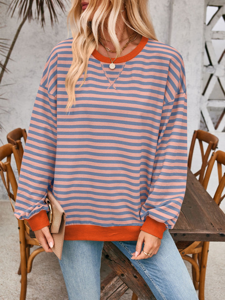 Lovelet Contrast Striped Long Sleeve Sweatshirt-Trendsi-[option4]-[option5]-[option6]-[option7]-[option8]-Shop-Boutique-Clothing-for-Women-Online