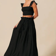 SO ME Smocked Top and Flowy Maxi Skirt Set-Sets-Trendsi-[option4]-[option5]-[option6]-[option7]-[option8]-Shop-Boutique-Clothing-for-Women-Online