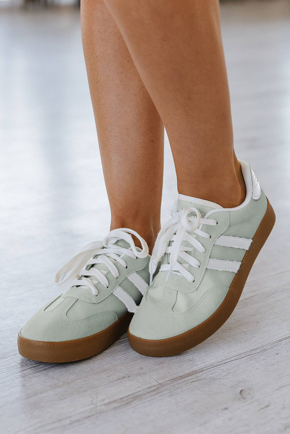 Striped Lace Up Flat Sneakers-Sneakers-Shewin-[option4]-[option5]-[option6]-[option7]-[option8]-Shop-Boutique-Clothing-for-Women-Online