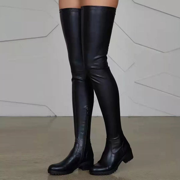 Over-the-Knee Block Heels Boots-Boots-Trendsi-[option4]-[option5]-[option6]-[option7]-[option8]-Shop-Boutique-Clothing-for-Women-Online