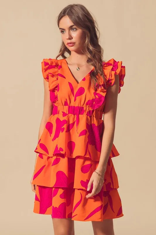 SO ME Floral V Neck Layered Dress with Elasticized Waist-Dresses-Trendsi-[option4]-[option5]-[option6]-[option7]-[option8]-Shop-Boutique-Clothing-for-Women-Online