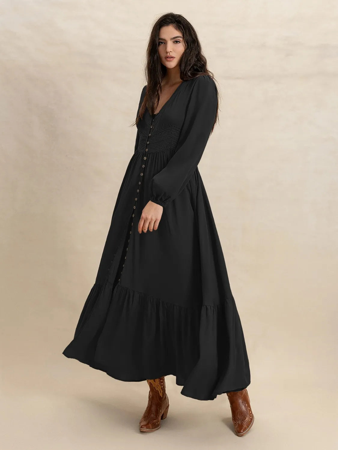 V-Neck Long Sleeve Dress-Dresses-Trendsi-[option4]-[option5]-[option6]-[option7]-[option8]-Shop-Boutique-Clothing-for-Women-Online