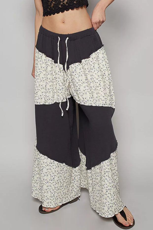 POL Contrast Floral Drawstring Wide Leg Pants-Pants-Trendsi-[option4]-[option5]-[option6]-[option7]-[option8]-Shop-Boutique-Clothing-for-Women-Online
