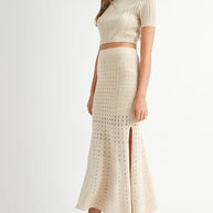MABLE Pointelle Short Sleeve Crop Top and Slit Skirt Sweater Set-Sets-Trendsi-[option4]-[option5]-[option6]-[option7]-[option8]-Shop-Boutique-Clothing-for-Women-Online