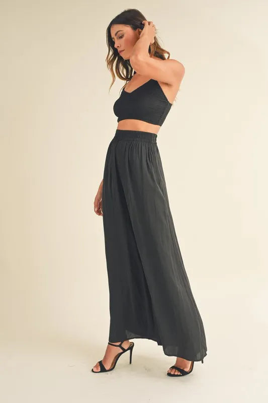 MABLE Smocked Bralette Crop Top and Wide Leg Pants Set-Trendsi-[option4]-[option5]-[option6]-[option7]-[option8]-Shop-Boutique-Clothing-for-Women-Online