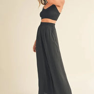 MABLE Smocked Bralette Crop Top and Wide Leg Pants Set-Trendsi-[option4]-[option5]-[option6]-[option7]-[option8]-Shop-Boutique-Clothing-for-Women-Online