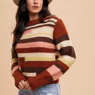 Annie Wear Color Block Round Neck Long Sleeve Sweater-Sweaters-Trendsi-[option4]-[option5]-[option6]-[option7]-[option8]-Shop-Boutique-Clothing-for-Women-Online