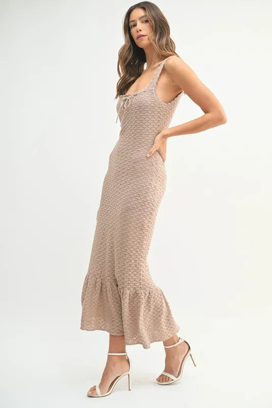 MABLE Ruffled Hem Sleeveless Crochet Knit Midi Dress-Dresses-Trendsi-[option4]-[option5]-[option6]-[option7]-[option8]-Shop-Boutique-Clothing-for-Women-Online