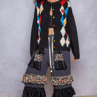 POL Button Down Diamond Pattern Round Neck Cardigan-Cardigan-Trendsi-[option4]-[option5]-[option6]-[option7]-[option8]-Shop-Boutique-Clothing-for-Women-Online