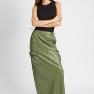 LEATHER CARGO MAXI SKIRT-Emory Park-[option4]-[option5]-[option6]-[option7]-[option8]-Shop-Boutique-Clothing-for-Women-Online