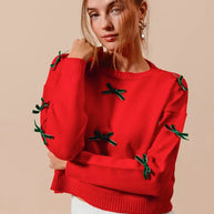 SO ME Ribbon Bow Applique Sweater-Sweaters-Trendsi-[option4]-[option5]-[option6]-[option7]-[option8]-Shop-Boutique-Clothing-for-Women-Online