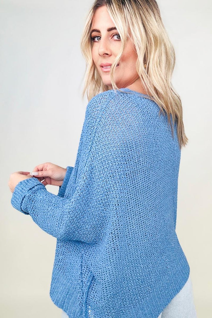 Petal Dew Round Neck Light Knit Sweater-Sweaters-Kiwidrop-[option4]-[option5]-[option6]-[option7]-[option8]-Shop-Boutique-Clothing-for-Women-Online
