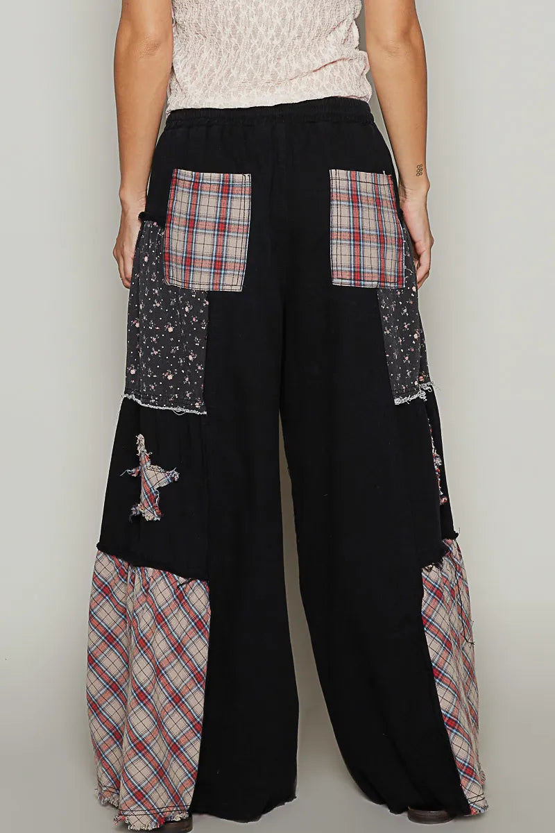 POL Drawstring Star Patch Contrast Wide Leg Pants-Pants-Trendsi-[option4]-[option5]-[option6]-[option7]-[option8]-Shop-Boutique-Clothing-for-Women-Online