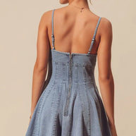 SO ME A Line Fit and Flare Denim Mini Dress-Dresses-Trendsi-[option4]-[option5]-[option6]-[option7]-[option8]-Shop-Boutique-Clothing-for-Women-Online