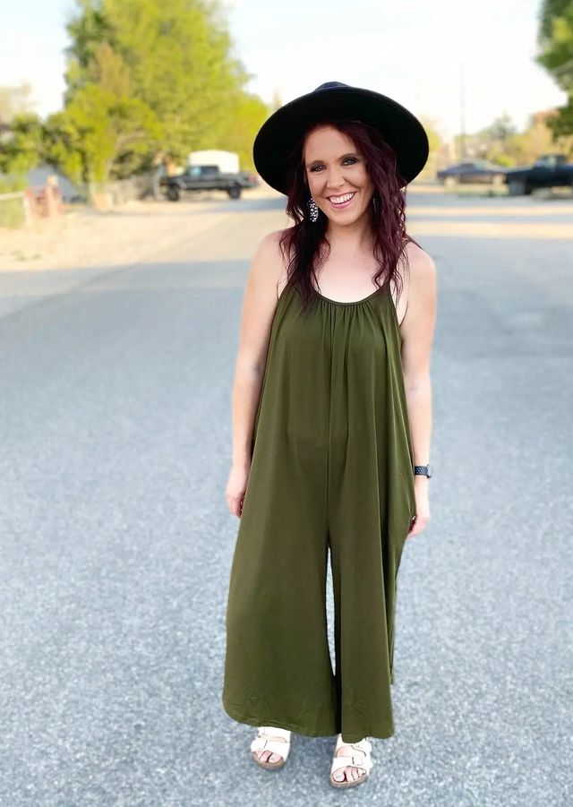 Shirley & Stone Baggy Romper - Olive-In Production-Shirley & Stone-#3-Olive-3XL-[option4]-[option5]-[option6]-[option7]-[option8]-Shop-Boutique-Clothing-for-Women-Online