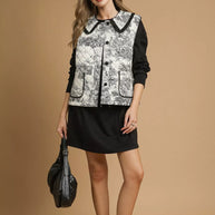Umgee Toile Quilted Vest with Ruffle Collar-Vest-Trendsi-[option4]-[option5]-[option6]-[option7]-[option8]-Shop-Boutique-Clothing-for-Women-Online