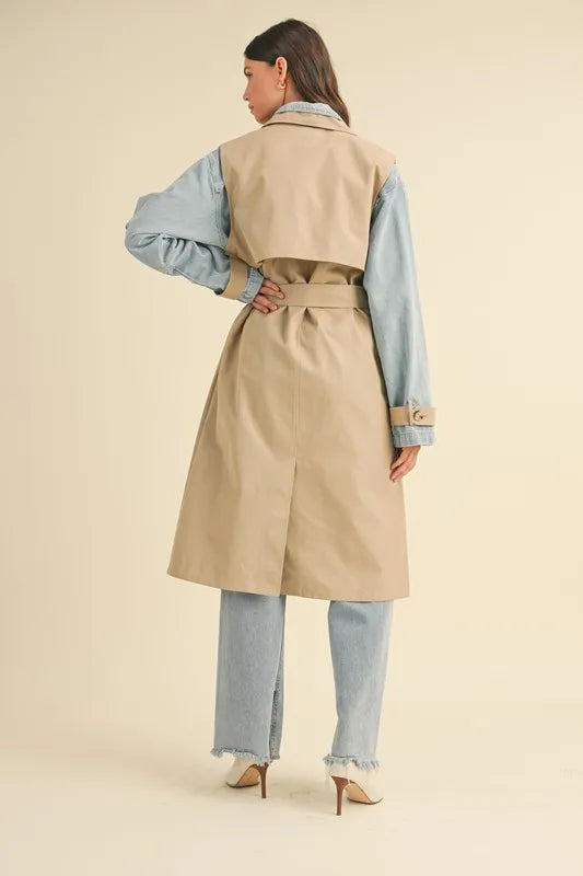 MABLE Layered Look Trench Coat With Denim Jacket-Coats & Jackets-Trendsi-[option4]-[option5]-[option6]-[option7]-[option8]-Shop-Boutique-Clothing-for-Women-Online
