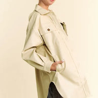 Davi & Dani Faux Leather Button Up Jacket with Chest Pockets-Jackets-Trendsi-[option4]-[option5]-[option6]-[option7]-[option8]-Shop-Boutique-Clothing-for-Women-Online