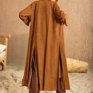 Slit Tied Collared Neck Longline Coat-Coats & Jackets-Trendsi-[option4]-[option5]-[option6]-[option7]-[option8]-Shop-Boutique-Clothing-for-Women-Online