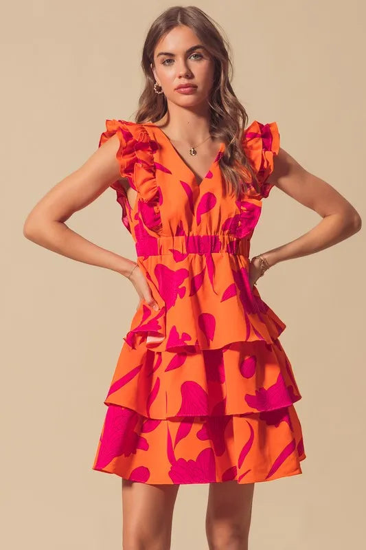 SO ME Floral V Neck Layered Dress with Elasticized Waist-Dresses-Trendsi-[option4]-[option5]-[option6]-[option7]-[option8]-Shop-Boutique-Clothing-for-Women-Online