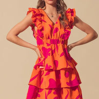 SO ME Floral V Neck Layered Dress with Elasticized Waist-Dresses-Trendsi-[option4]-[option5]-[option6]-[option7]-[option8]-Shop-Boutique-Clothing-for-Women-Online
