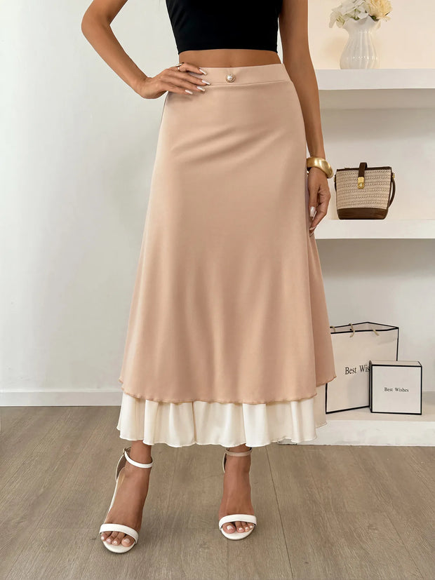 Layered Midi Skirt with Contrast Hem Detail-Skirts-Trendsi-[option4]-[option5]-[option6]-[option7]-[option8]-Shop-Boutique-Clothing-for-Women-Online