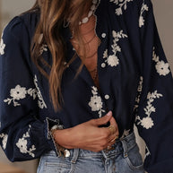 Flower Button Up Long Sleeve Shirt-Tops-Trendsi-[option4]-[option5]-[option6]-[option7]-[option8]-Shop-Boutique-Clothing-for-Women-Online