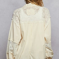 POL Printed Woven Mix Raw Hem Jacket with Lace Detail-Jacket-Trendsi-[option4]-[option5]-[option6]-[option7]-[option8]-Shop-Boutique-Clothing-for-Women-Online