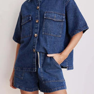 Button Up Short Sleeve Top and Shorts Denim Set-Sets-Trendsi-[option4]-[option5]-[option6]-[option7]-[option8]-Shop-Boutique-Clothing-for-Women-Online