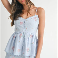 MABLE Stripe Embroidered Peplum Cami and Shorts Set-sets-Trendsi-[option4]-[option5]-[option6]-[option7]-[option8]-Shop-Boutique-Clothing-for-Women-Online