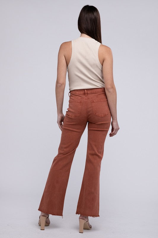 Zenana Acid Washed Frayed Cutoff Hem Straight Wide Pants-ZENANA-[option4]-[option5]-[option6]-[option7]-[option8]-Shop-Boutique-Clothing-for-Women-Online