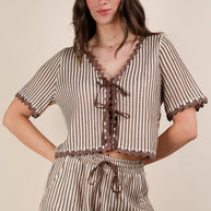 VERY J Wave Trim Detail Knit Top & Shorts Set-Sets-Trendsi-[option4]-[option5]-[option6]-[option7]-[option8]-Shop-Boutique-Clothing-for-Women-Online