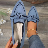 Bow Contrast Trim Point Toe Loafers-Flats-Trendsi-[option4]-[option5]-[option6]-[option7]-[option8]-Shop-Boutique-Clothing-for-Women-Online