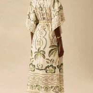 Palm Print V-Neck Midi Dress-Dresses-Trendsi-[option4]-[option5]-[option6]-[option7]-[option8]-Shop-Boutique-Clothing-for-Women-Online