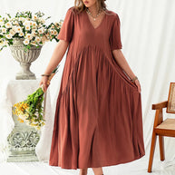 Plus Size V-Neck Flutter Sleeve Dress-Dresses-Trendsi-[option4]-[option5]-[option6]-[option7]-[option8]-Shop-Boutique-Clothing-for-Women-Online
