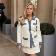 Contrast Trim Button Up Jacket-Coats & Jackets-Trendsi-[option4]-[option5]-[option6]-[option7]-[option8]-Shop-Boutique-Clothing-for-Women-Online