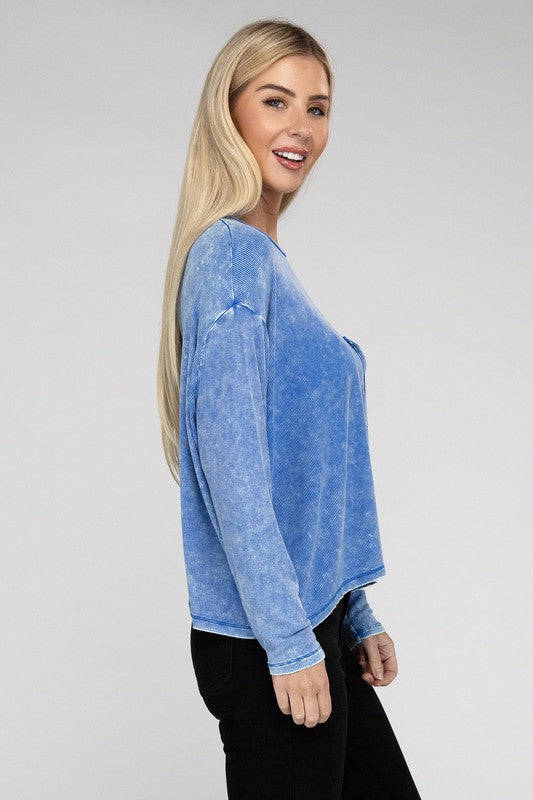 Zenana Washed Ribbed Dolman Sleeve Round Neck Top-ZENANA-[option4]-[option5]-[option6]-[option7]-[option8]-Shop-Boutique-Clothing-for-Women-Online