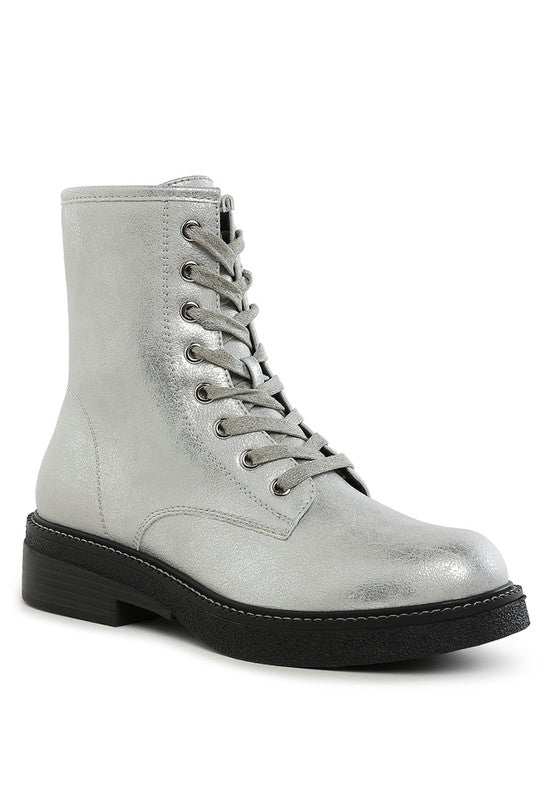 Clover Faux Leather Lace Up Boots-Rag Company-Silver-US-5 / UK-3 / EU-36-[option4]-[option5]-[option6]-[option7]-[option8]-Shop-Boutique-Clothing-for-Women-Online