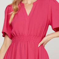 She + Sky Ruffled Hem Notched Flutter Sleeve Mini Dress-Dresses-Trendsi-[option4]-[option5]-[option6]-[option7]-[option8]-Shop-Boutique-Clothing-for-Women-Online
